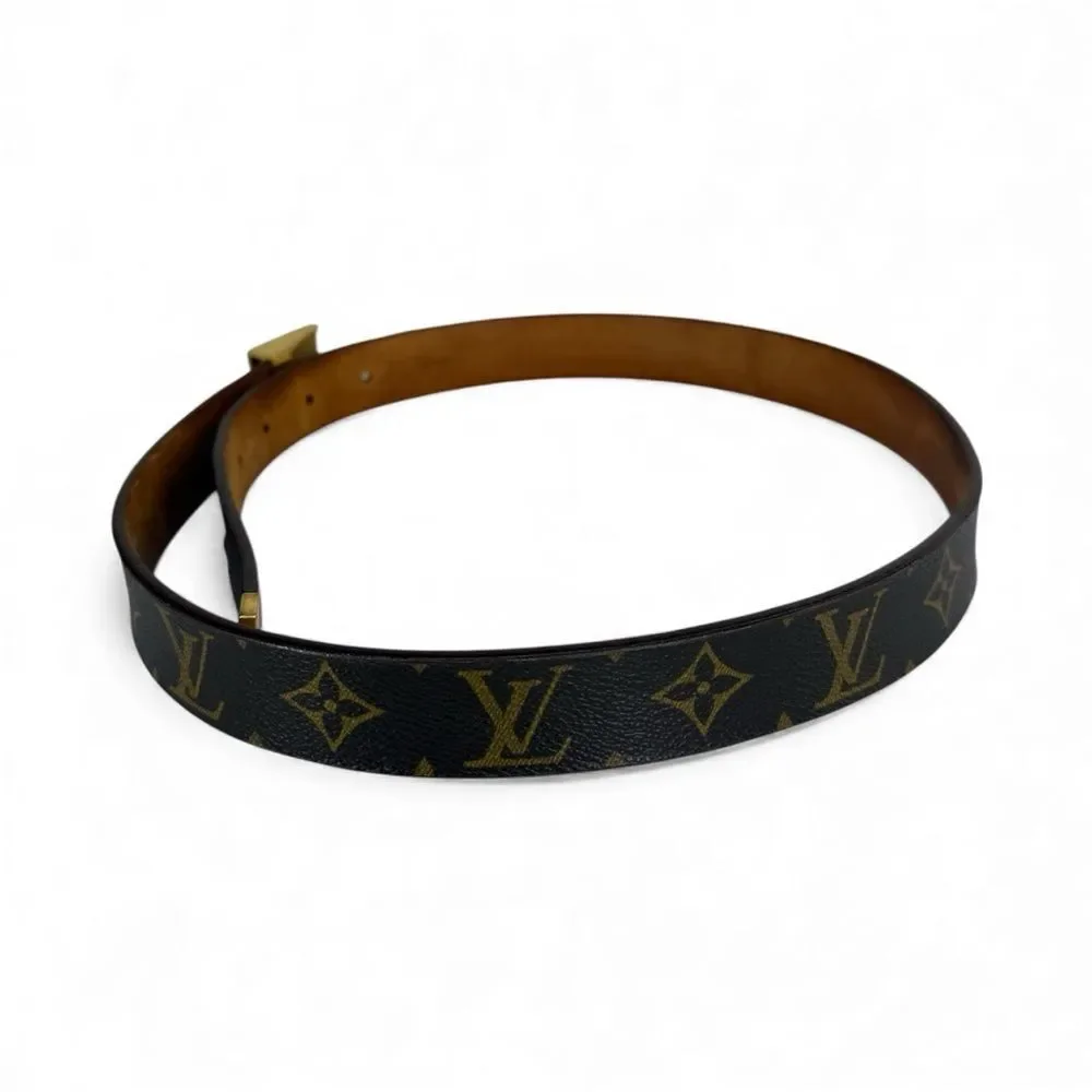 LOUIS VUITTON Gold and Brown LV Monogram Women's Belt